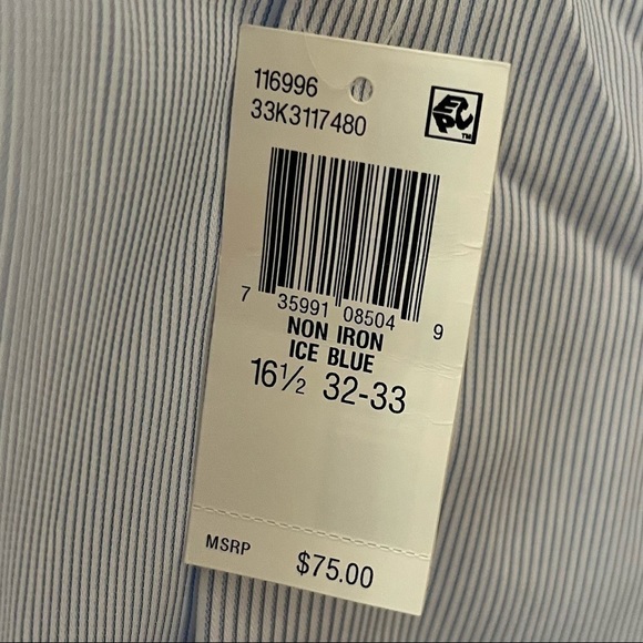 nwt Calvin Klein Button down Dress Shirt in Blue & White Stripes Size 16.5 - Picture 7 of 7